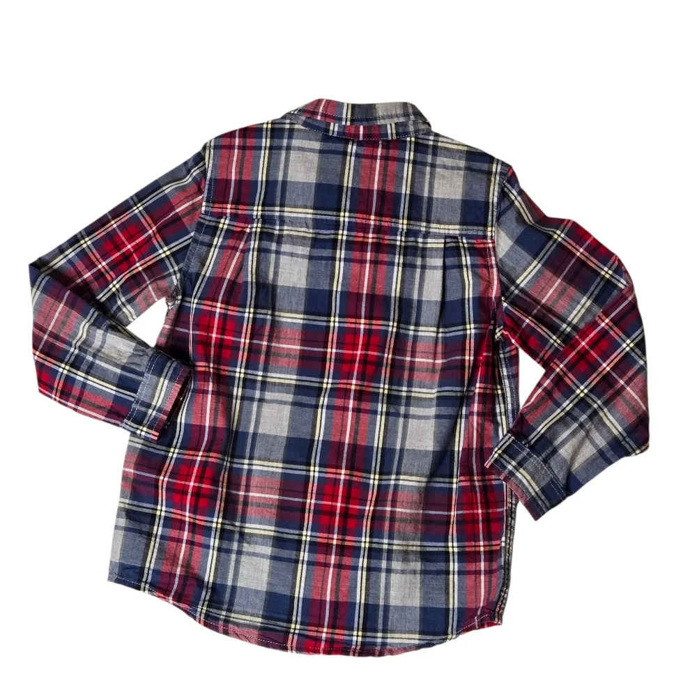 The Children's Place Red And Blue Plaid Casual Button Down Shirt 5T
